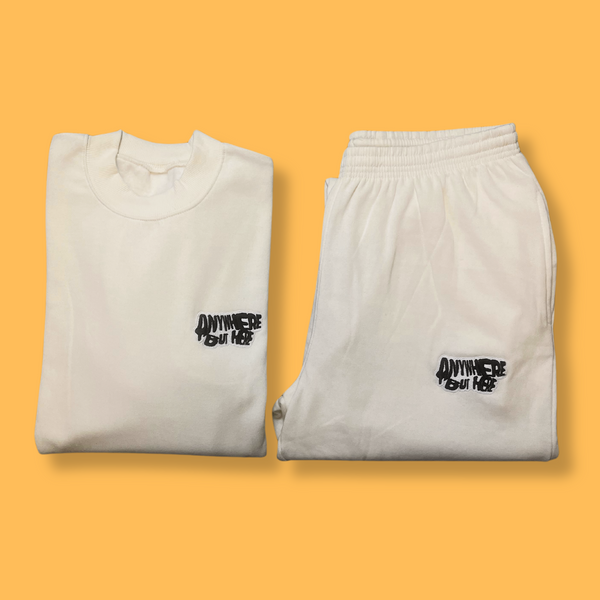 ANYWHERE BUT HERE SWEATSHIRT & JOG PANTS (BEIGE)