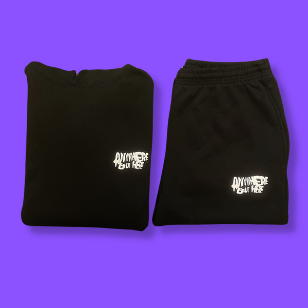 ANYWHERE BUT HERE HOODIE & JOG PANTS (BLACK)