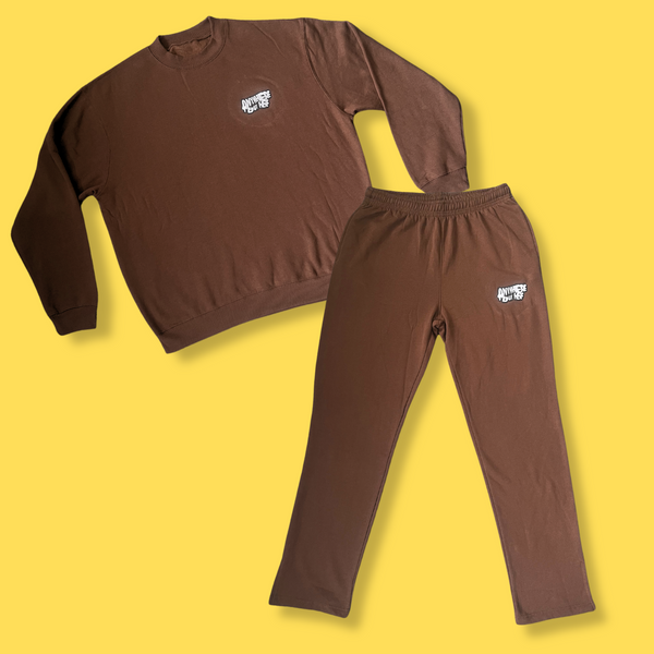 ANYWHERE BUT HERE SWEATSHIRT & JOG PANTS (BROWN)