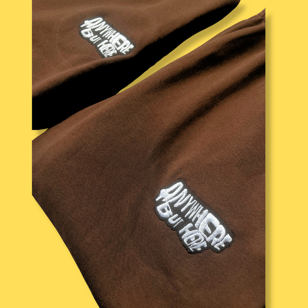 ANYWHERE BUT HERE SWEATSHIRT & JOG PANTS (BROWN)