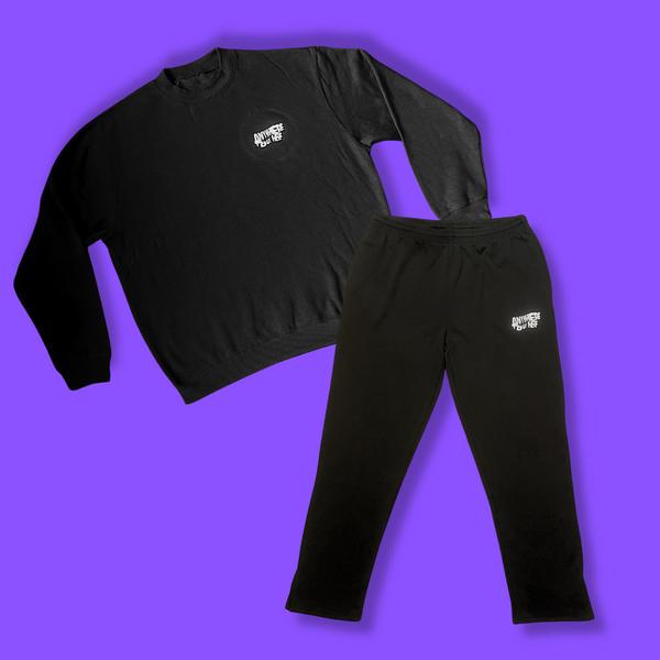 ANYWHERE BUT HERE SWEATSHIRT & JOG PANTS (BLACK)