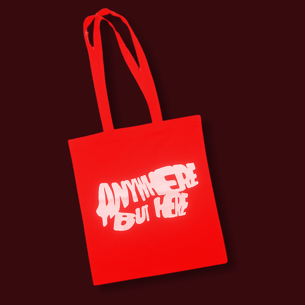 ANYWHERE BUT HERE TOTE BAG (RED)