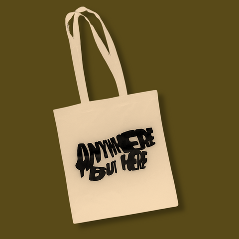 ANYWHERE BUT HERE TOTE BAG (BEIGE)